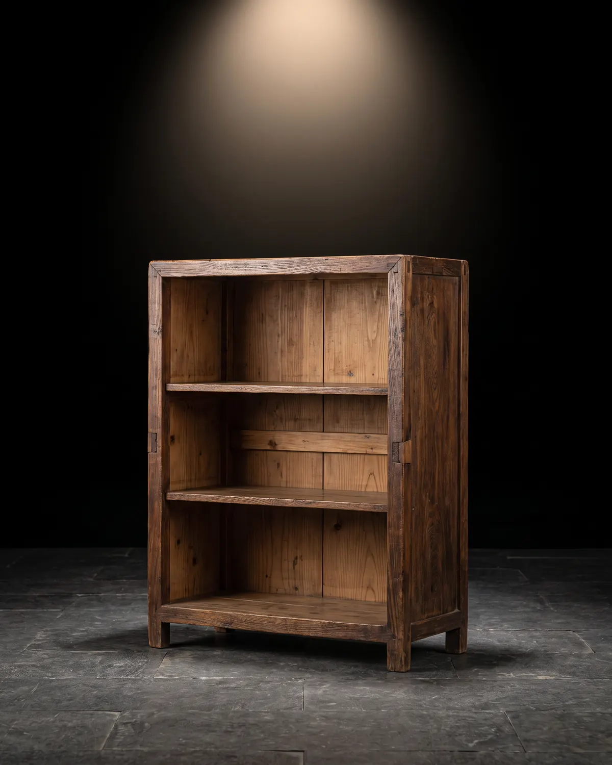 A traditional Korean wooden display cabinet with open shelves